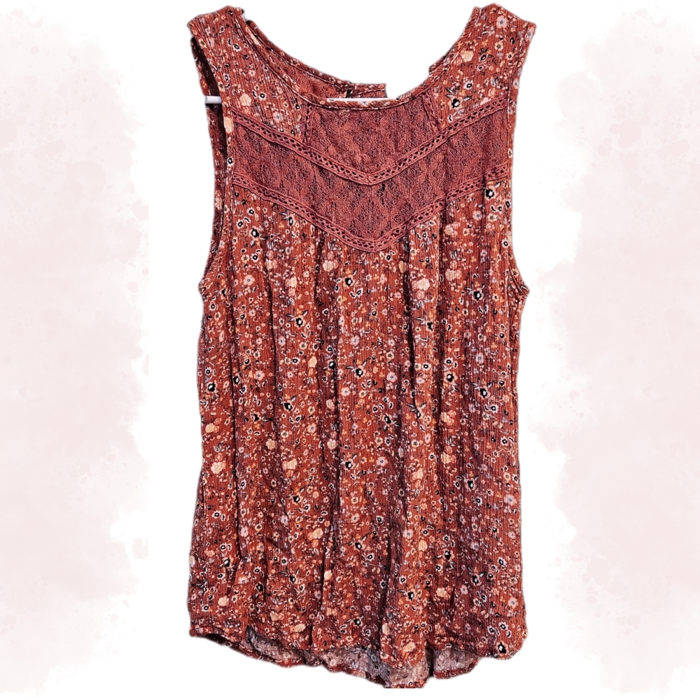 Maison Belle Lace Trim Sleeveless Top - Mauve